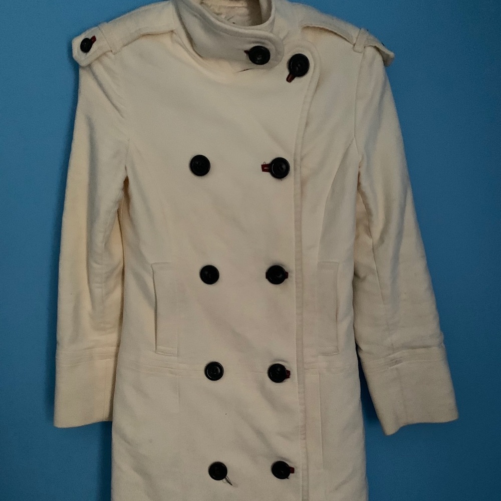 MNG Mango Winter White Wool Blend Coat size M